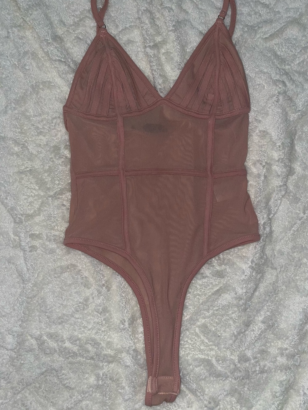 Forever 21 Mauve Pink Sheer Mesh Bodysuit